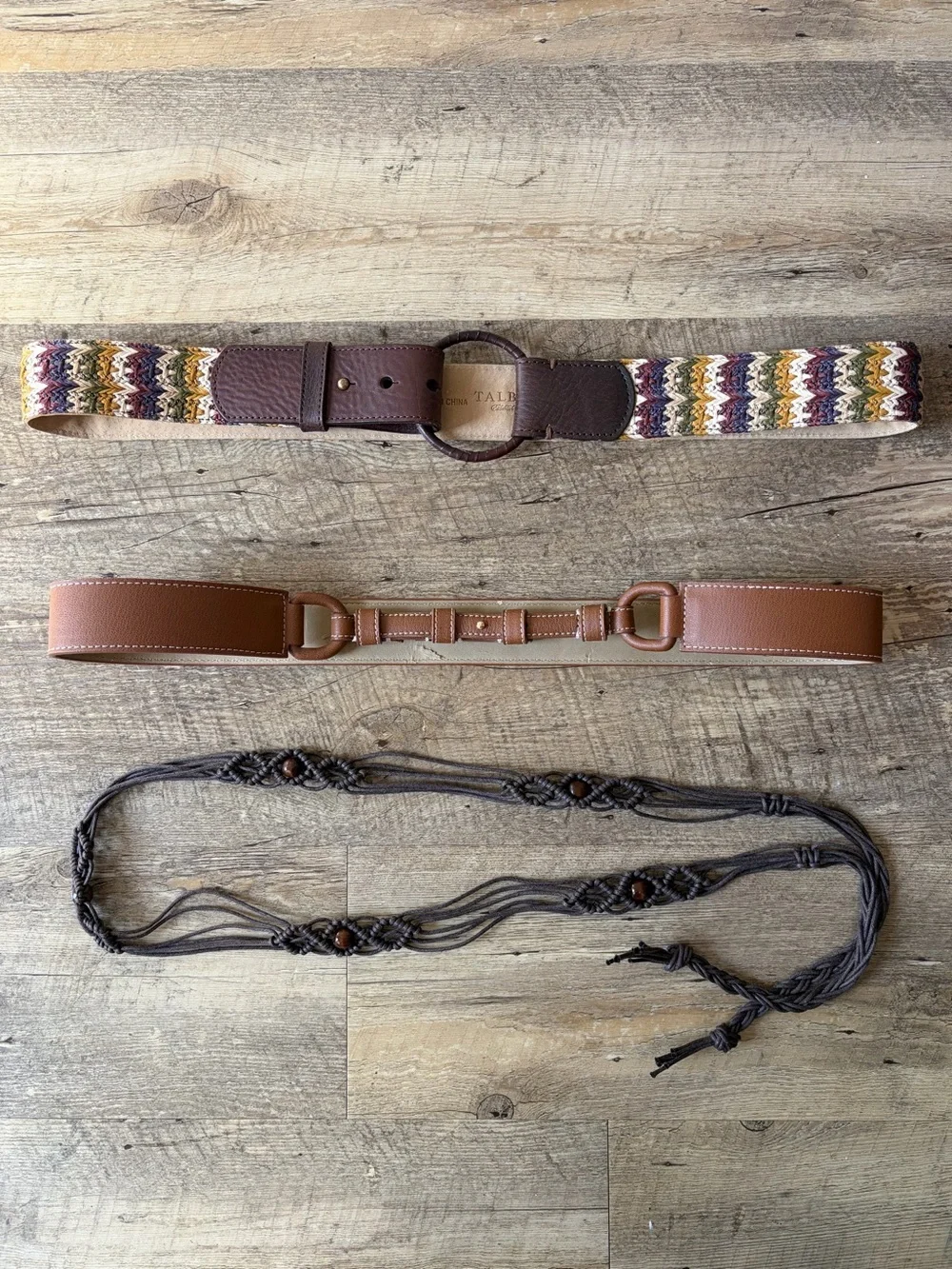 Size Large Belt Bundle Bohemian Boho Chic Festival Macrame Woven Leather